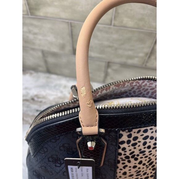 Guess Women's Cheatin' Heart Dome Satchel Black Leopard SL481207 Logo Charm READ - Picture 8 of 16